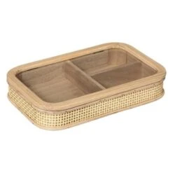 Boite A Bijoux En Bois Et Cannage En Rotin