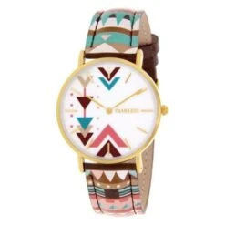 CLUELESS - BCL10031-035 / Montre Cuir Marron Doré Navajo Femme