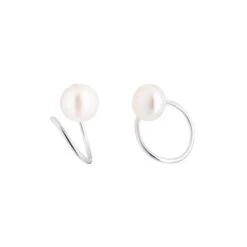 LE DIAMANTAIRE - Boucles D'Oreilles Joli Tourbillon Perle Or Blanc - Femme