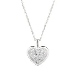 LE DIAMANTAIRE Pendentif Coeur Or Blanc Et Diamant Avec Une Chaîne Offerte