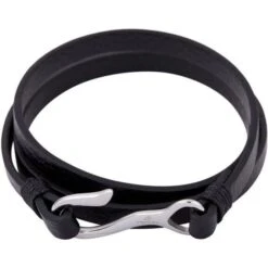 LOUIS VILLIERS Bracelet Cuir LVW18084B Noir Et Argenté Homme