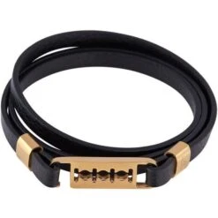 LOUIS VILLIERS Bracelet Cuir LVW18089B Noir Et Doré Homme