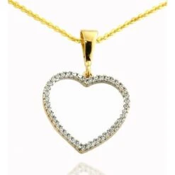 Pendentif Médaillon Coeur Or Jaune 375/1000 & Zirconium