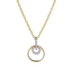 Pendentif Rond 15 OX Or Jaune 9K - Sur Chaine Dorée - 42 Cm